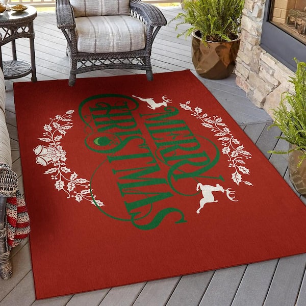 Addison Rugs Indoor/Outdoor Cozy Winter ACW36 Red Washable 3' x 5' Rug