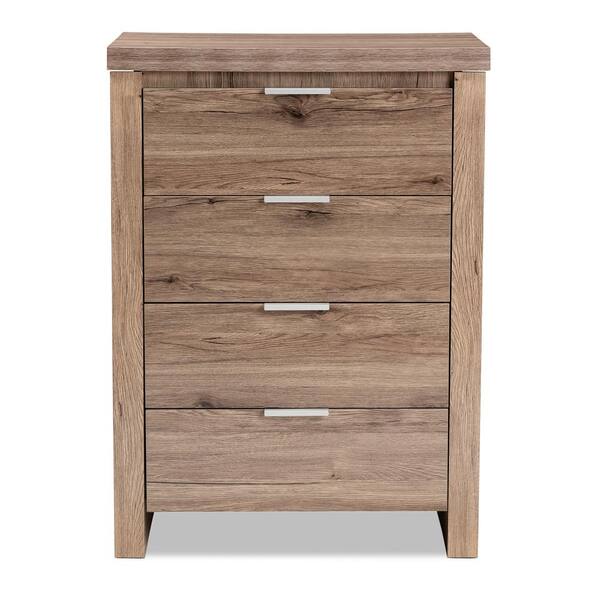 Baxton Studio Laverne 4-Drawer Oak Brown Chest