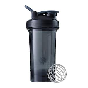 24 oz. Black Plastic Water Bottle with Leak Proof Lid and Whisk for Protein Shakes and Pre Workout (1-Pack)