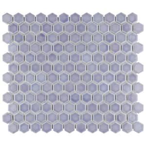Hudson 1 in. Hex Lavender 11-7/8 in. x 13-1/4 in. Porcelain Mosaic Tile (11.2 sq. ft./Case)