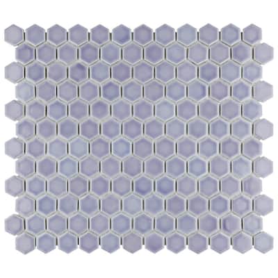 Hudson 1 in. Hex Lavender 11-7/8 in. x 13-1/4 in. Porcelain Mosaic (11.15 sq. ft./Case)