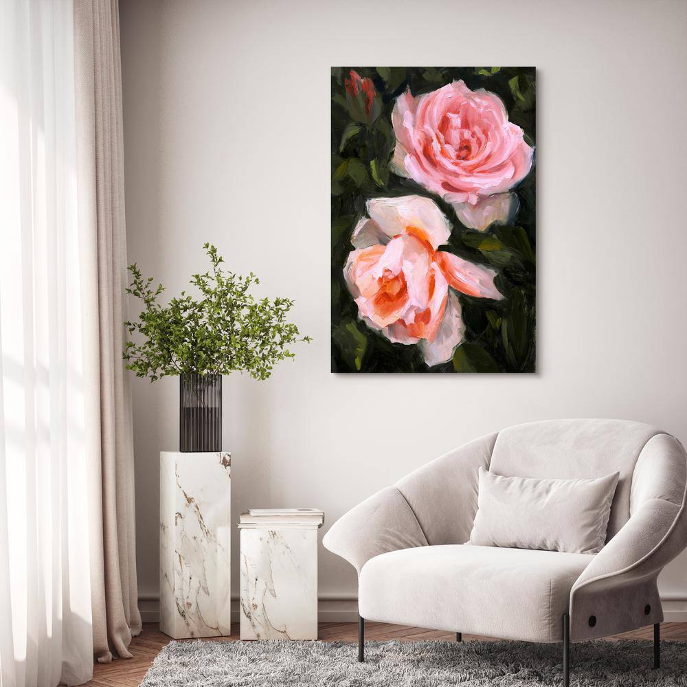 Ethereal Roses Pink and Green Tempered Glass Wall Art Set
