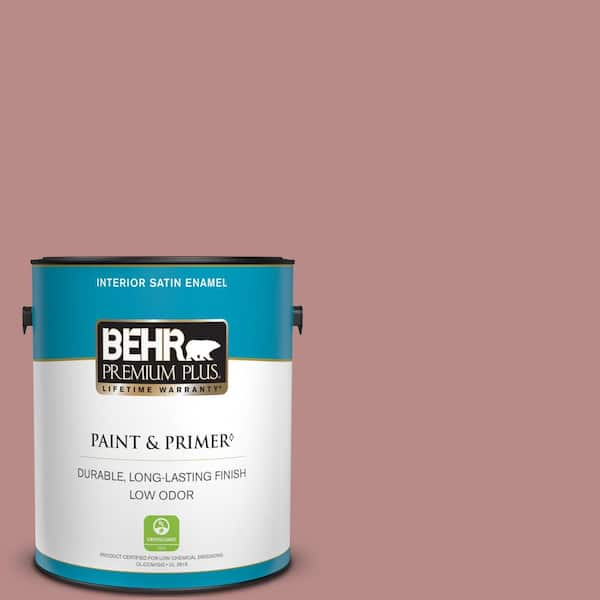 BEHR PREMIUM PLUS 1 gal. #150F-4 Victorian Mauve Satin Enamel Low Odor Interior Paint & Primer