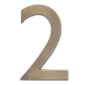 4 in. Antique Brass Floating House Number 2