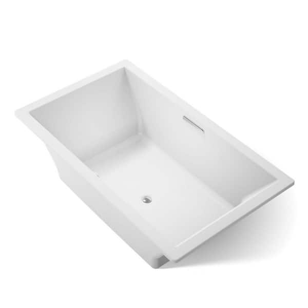 Underscore 72 in. x 42 in. Rectangular Soaking Bathtub with Reversible Drain in White