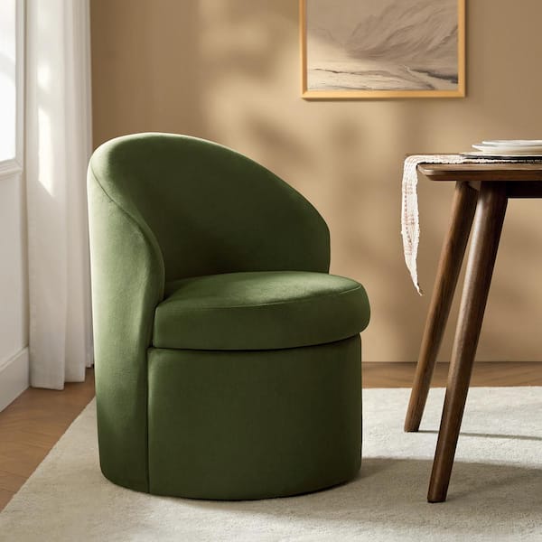Anna Moss Velvet Barrel Dining Chair
