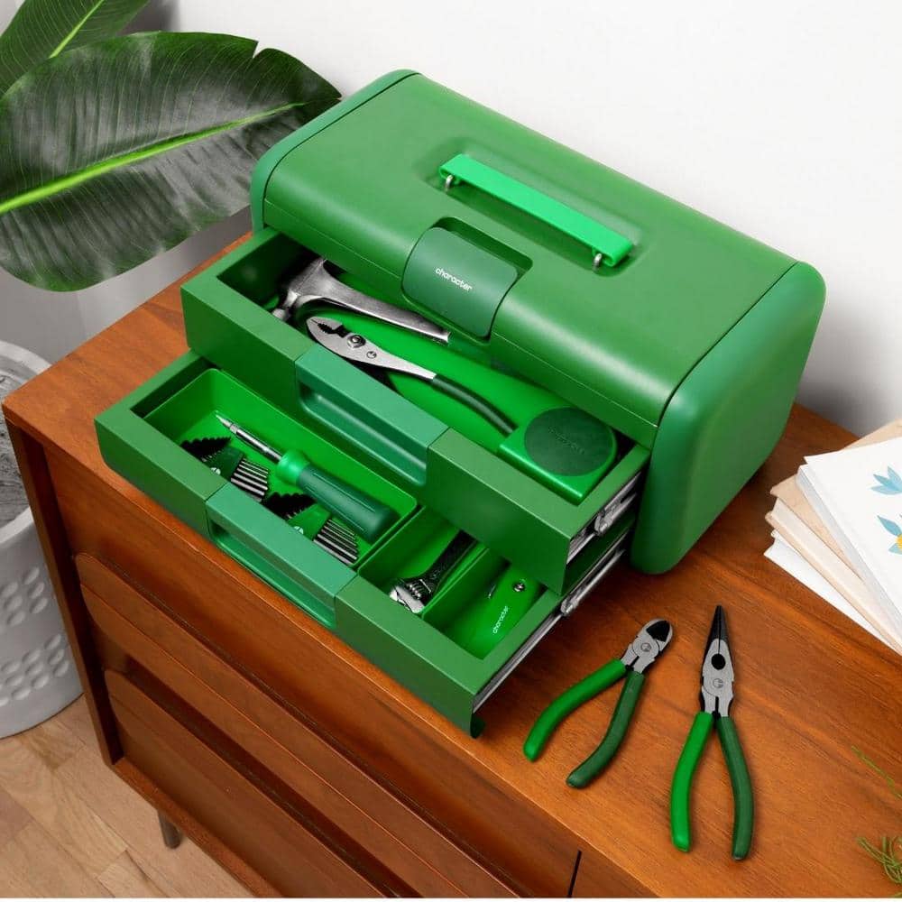 Green 2-Drawer Steel Toolbox with Powder Coat Finish