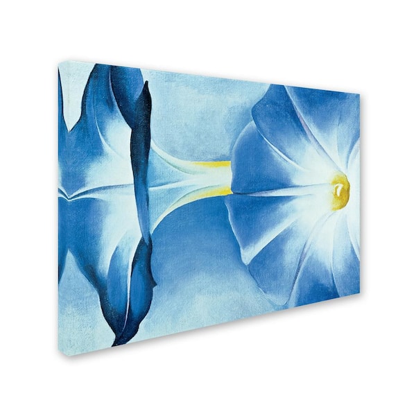 Blue Morning Glories by Georgia O'Keefe Floater Frame Nature Wall Art 14  in. x 19 in.