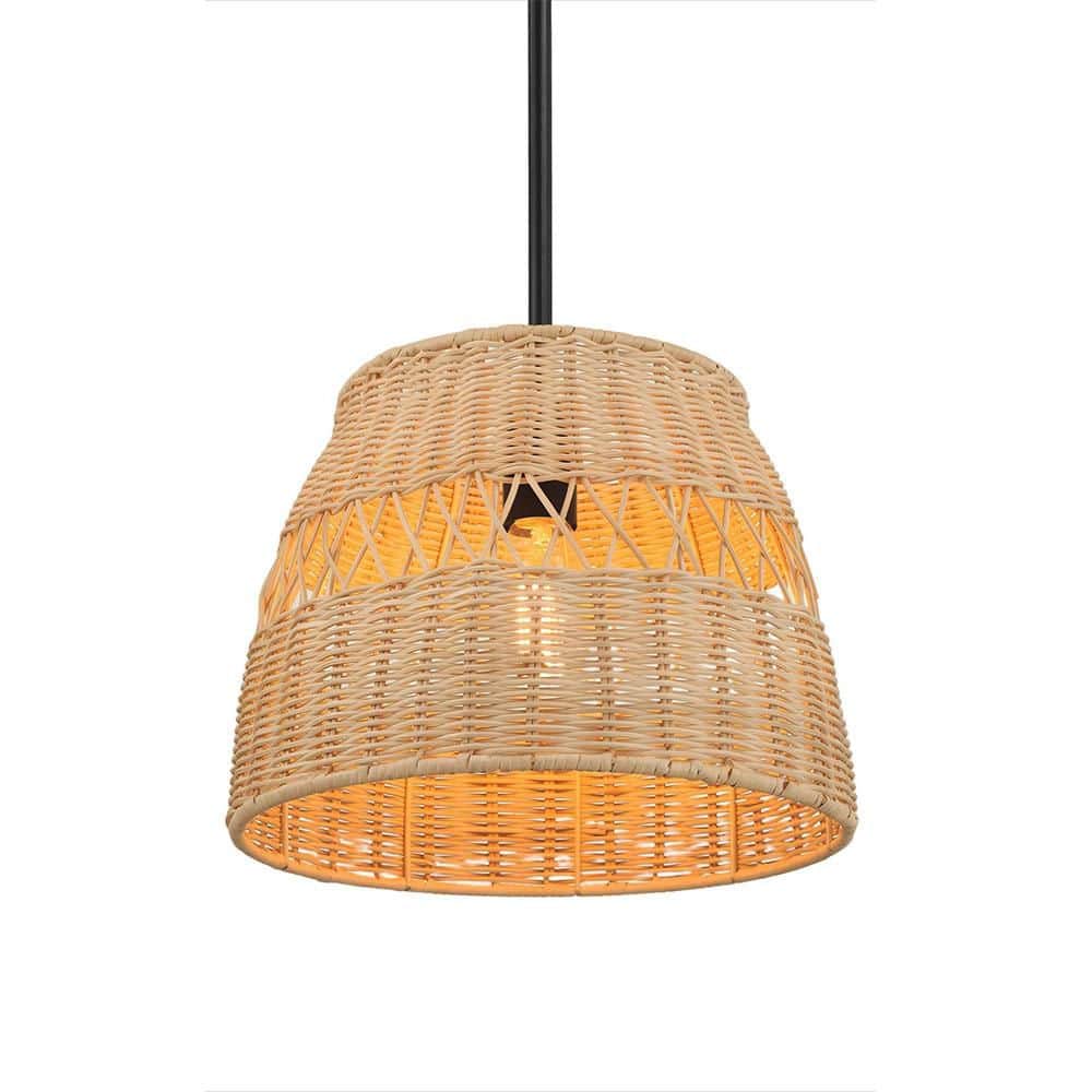 1 Lights 12 in. Brown Pendant Fixture Wicker Woven Hanging Chandelier Lighting for Dining Room Kitchen Bedroom price history on PriceWatchPro