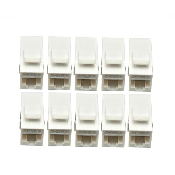 Cat6 RJ45 Keystone Inline Coupler-Female to Female in White 10-Pack
