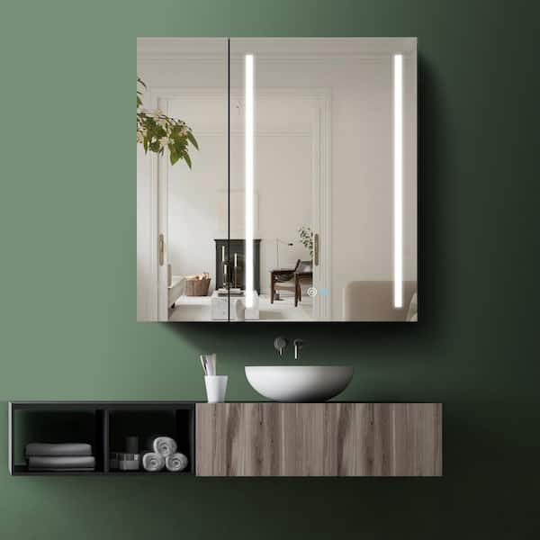 Staykiwi 30 in. W x 30 in. H Rectangular Aluminum Medicine Cabinet with Mirror