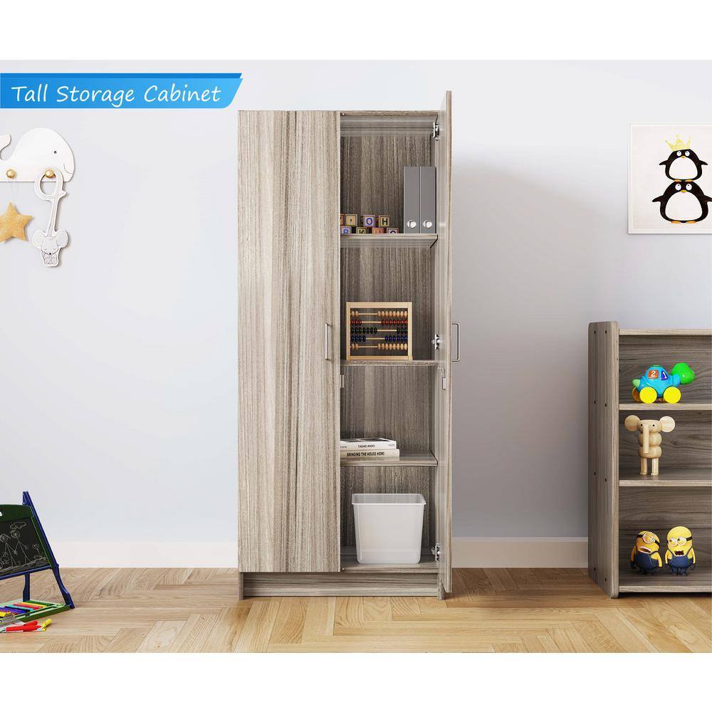 TOT MATE Double-Door Tall Storage Cabinet, Ready-To-Assemble