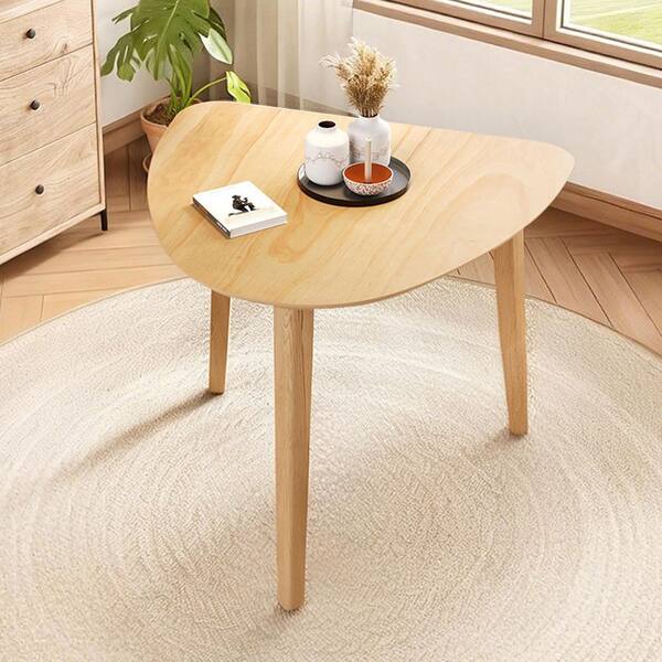 35.91 in. Natural Finish Triangular Wood Geometric Side Table