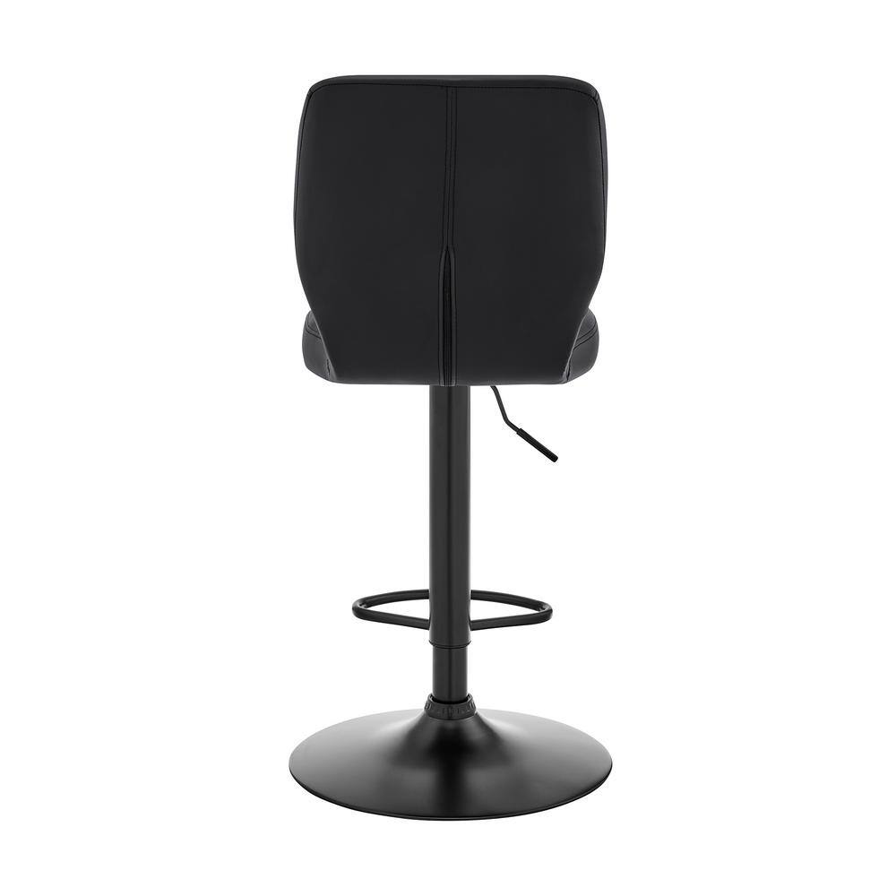 Adjustable Black Metal and Leatherette Swivel Bar Stool