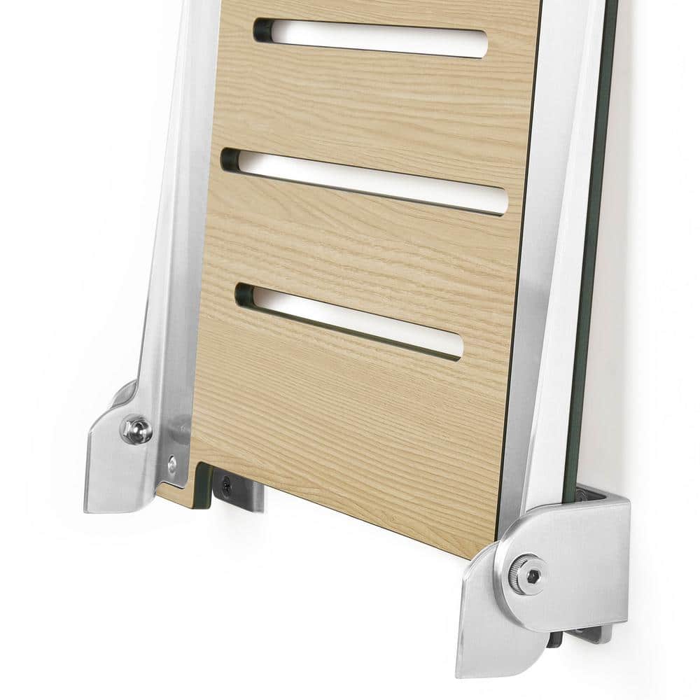 Urban Chic Teak Folding Wall Mount Shower Bench with Silver Frame
