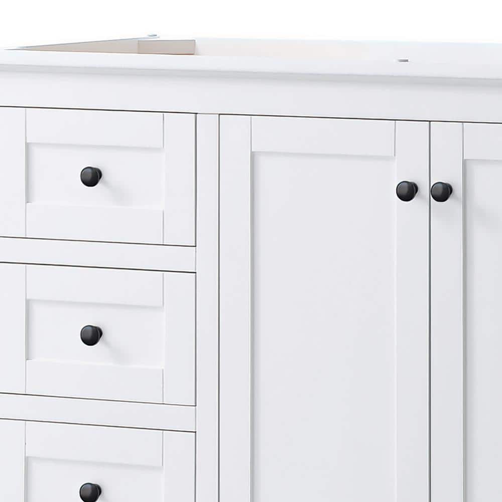 Avery 60" White Freestanding Single Vanity with Matte Black Hardware