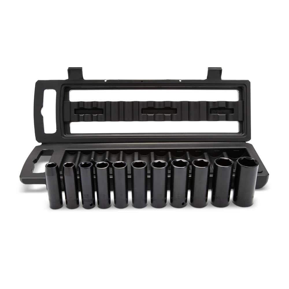 Husky 1/2 in. Drive Metric 6-Point Impact Socket Set with Storage Case (11-Piece) -  H2DDIMP11PCM