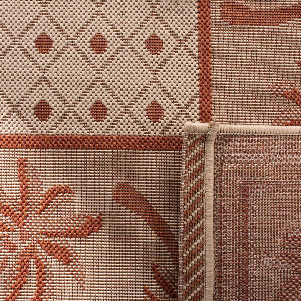 Ivory and Rust Floral Rectangular Synthetic Area Rug