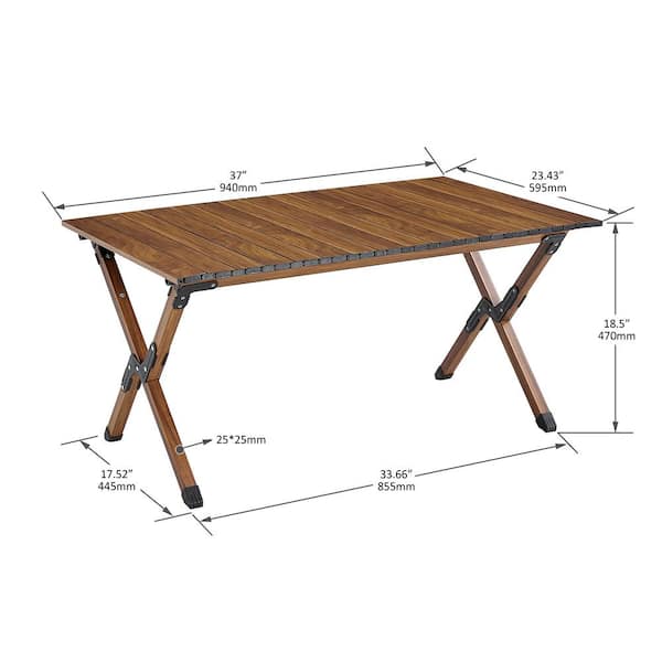 Sturdy x Base Brown Rectangular Aluminum Outdoor Folding Dining Table