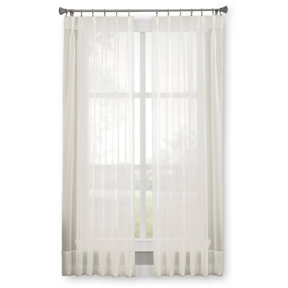 Oyster Sheer Polyester Pinch Pleat Window Curtain Panel, 29" x 84"
