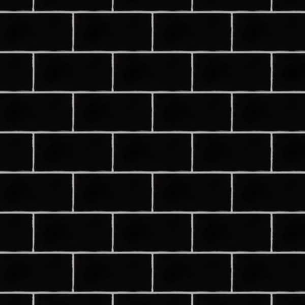 Merola Tile Castillo Black 3 in. x 6 in. Ceramic Wall Take Home Tile Sample