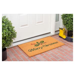 Christmas Holly 17 in. x 29 in. Coir Door Mat