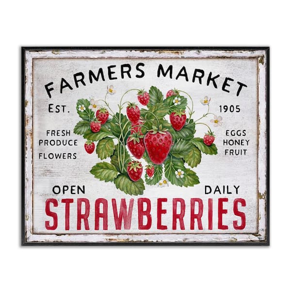 Stupell Industries Farmers Market Strawberries by Creatif Belle Black Framed Food Giclee Art Print 24 in. x 30 in.