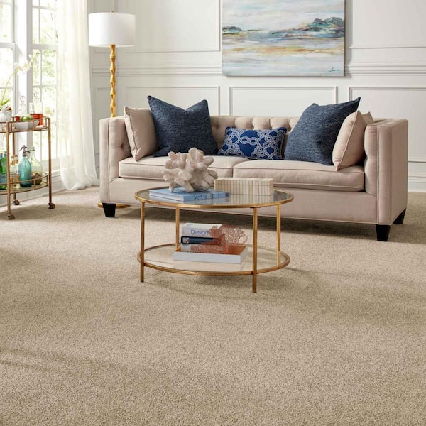 Tides Edge - Sahara Beige 50 oz. Triexta PET Texture Installed CarpetCarpet