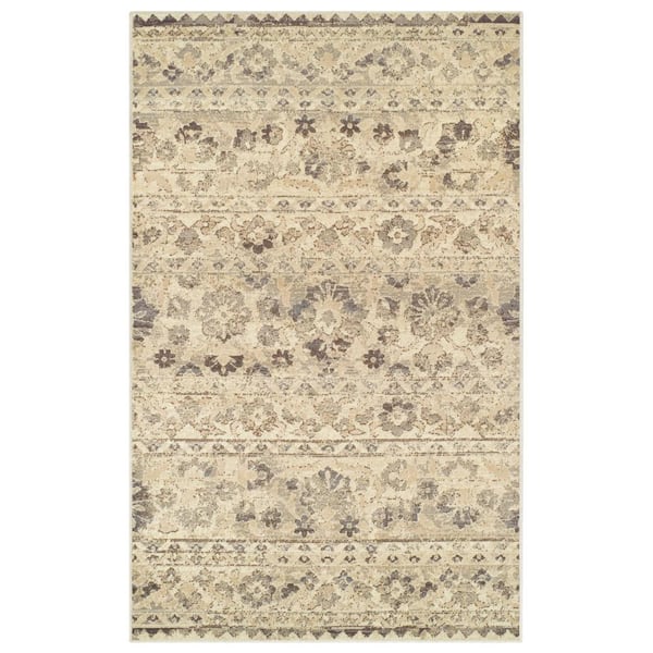 SUPERIOR Fawn Beige 8 ft. x 10 ft. Rectangle Floral, Abstract Polypropylene Area Rug