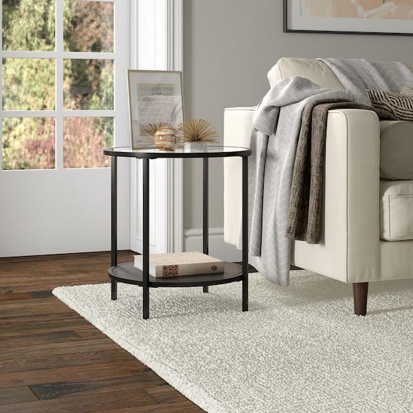 Meyer&Cross Sivil 20 in. Blackened Bronze Round Glass Side Table