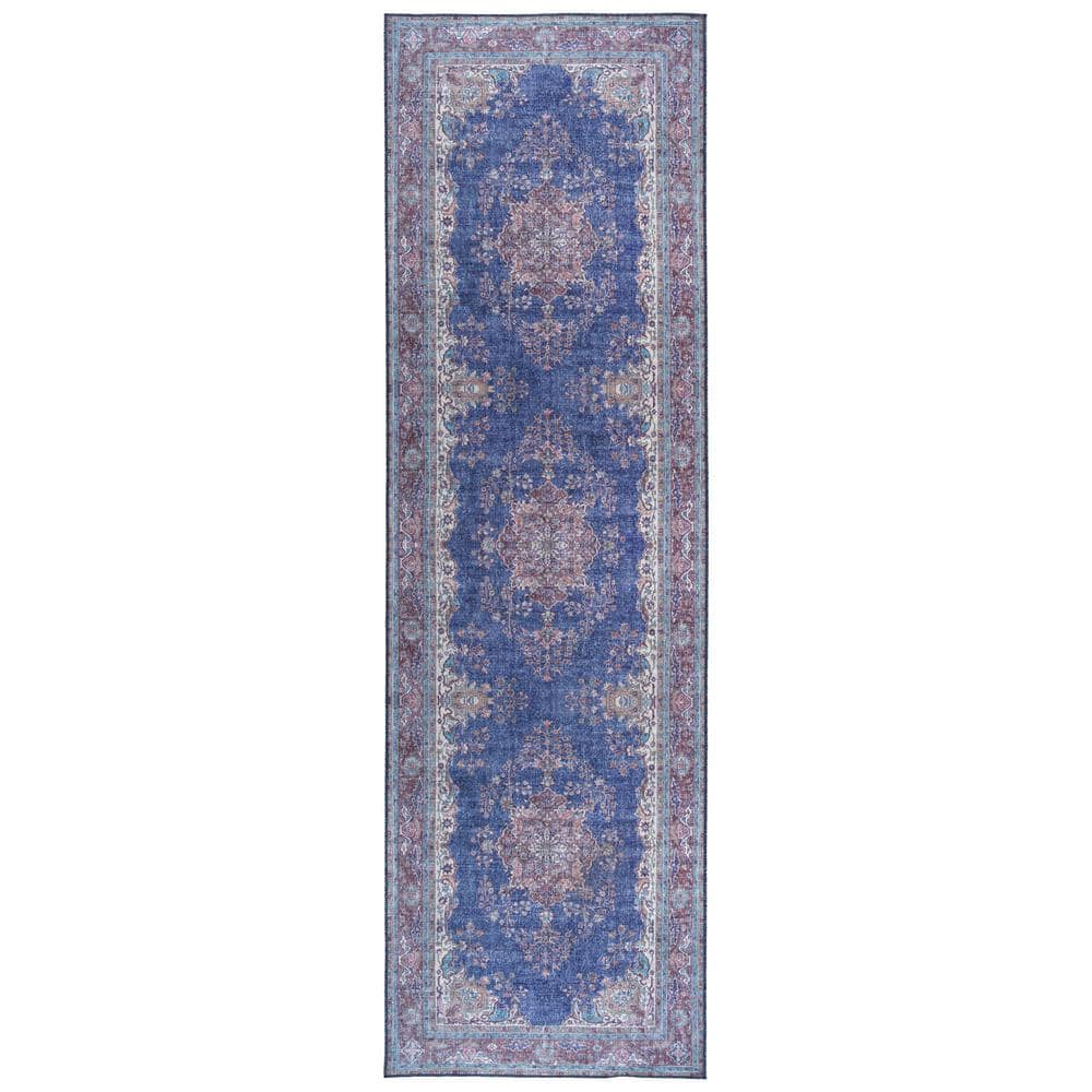 Kaleen Boho Patio Blue 2 ft. 3 in. x 7 ft. 6 in. Indoor/Outdoor Runner ...