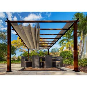 Paragon 11 ft. x 16 ft. Pergola with the Look of Chilean Wood and Sand Color Canopy