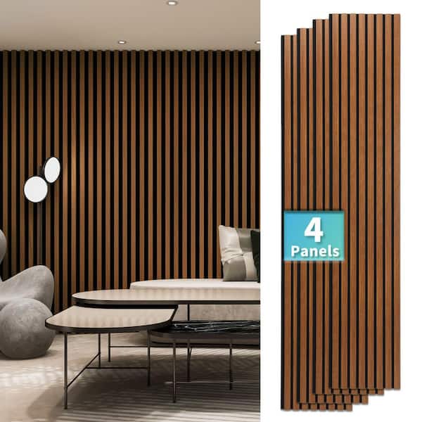Art3dwallpanels 2/5in. x 1ft. x 8ft. Dark Teak Brown MDF