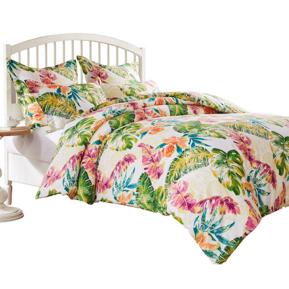 Tropical Multicolor Cotton Queen Duvet Cover Set