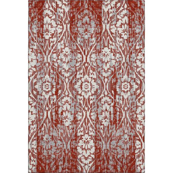 Mayfield Premium Machine Washable Abstract AMF2482 Red 5 ft. x 7 ft. 6 in. Area Rug