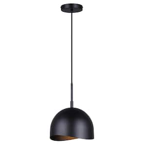 Henlee 60-Watt 1 Light Matte Black Minimalist Pendant Light with Black Metal Shade