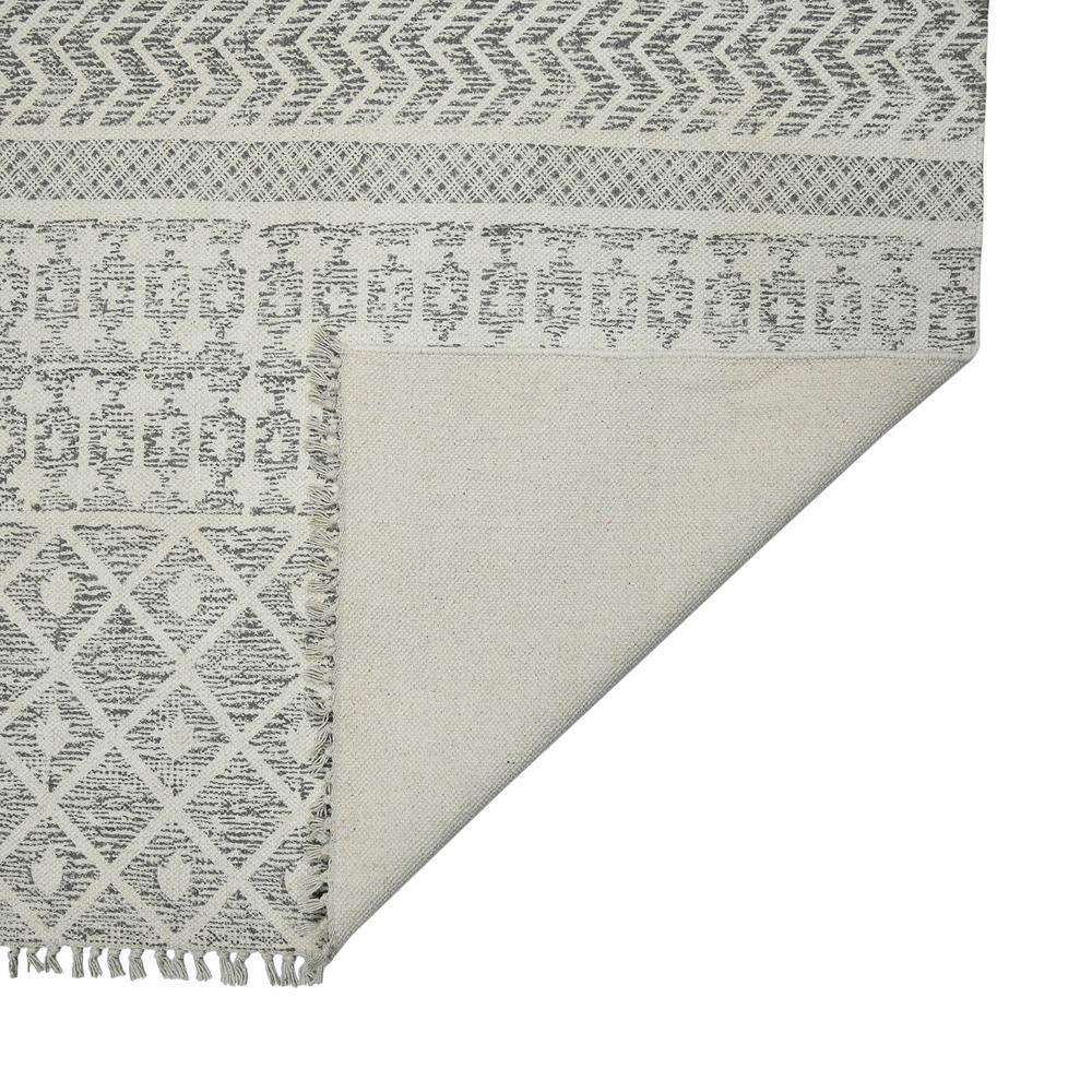 Gray Geometric Handmade Cotton Rectangular Rug 2' x 3'
