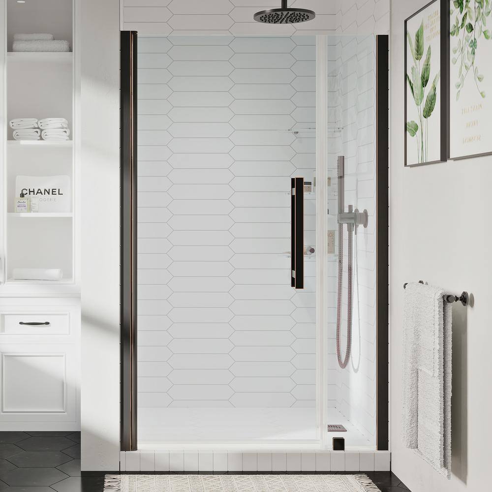 Pasadena 43" Oil Rubbed Bronze Frameless Shower Kit with Glass Shelves