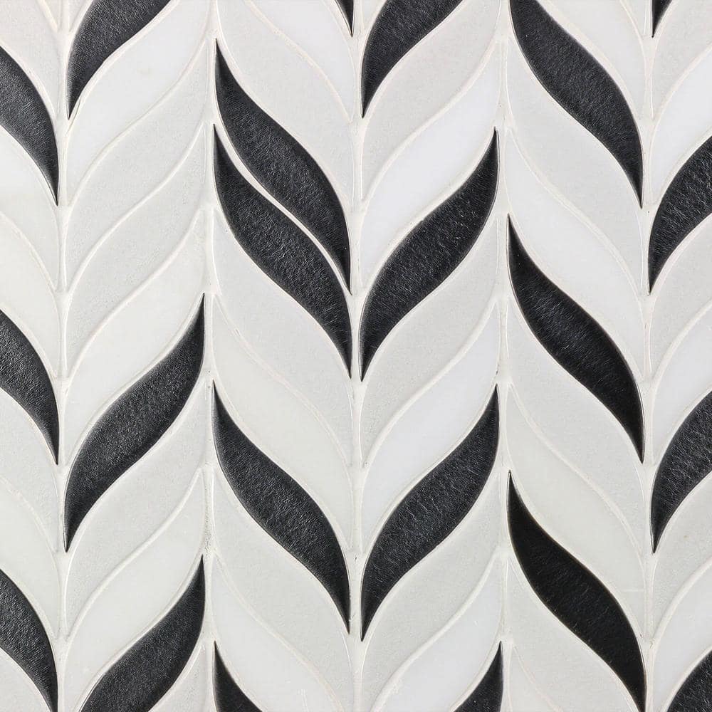 Gunmetal and White Ceramic Fish Scale Mosaic Wall Tile
