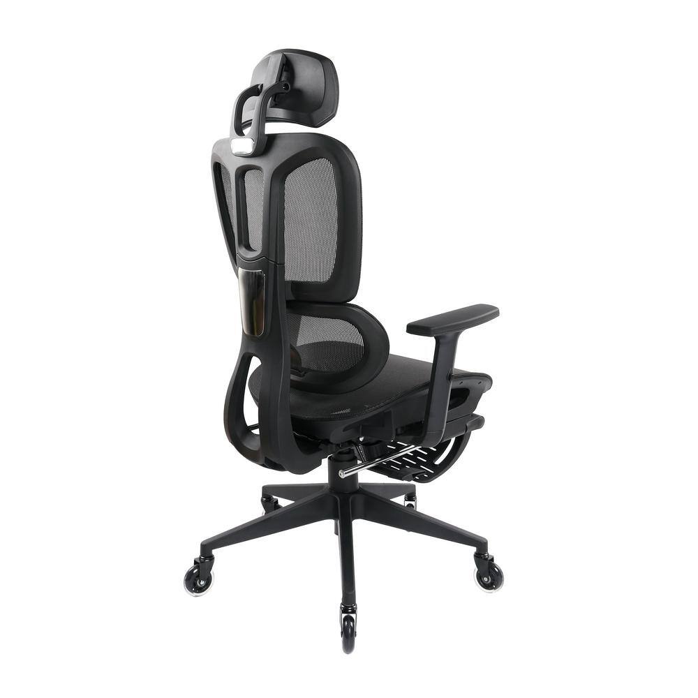 Black Ergonomic Mesh Office Chair with Adjustable Arms and Footrest