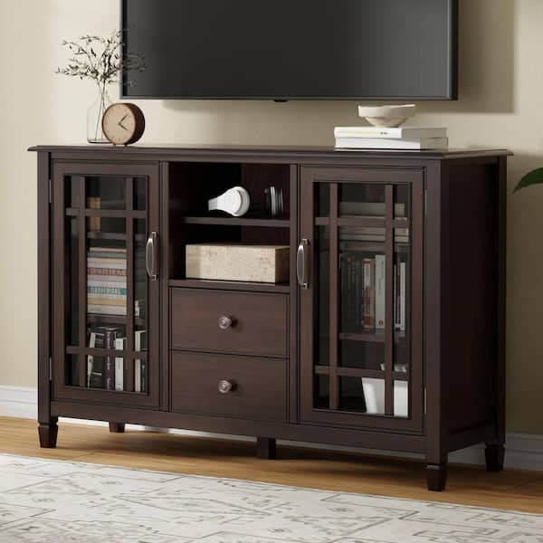 Connaught 53 in. Wide Dark Chestnut Brown Tall TV Stand For TVs Up to 60 in.