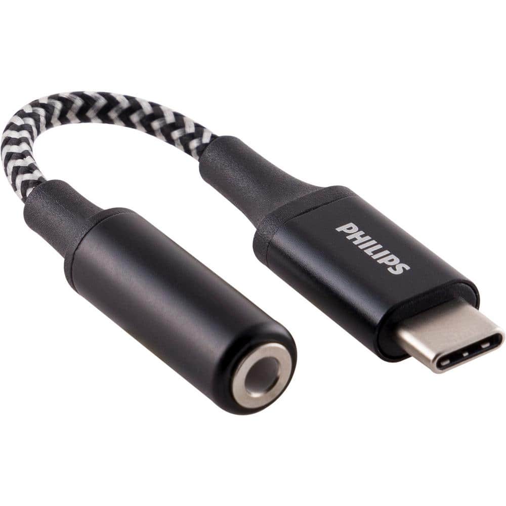 Desalentar Hermano Porcentaje Philips 4 in. USB-C to 3.5mm Audio Auxilary Adapter in Black DLC4311V/27 -  The Home Depot