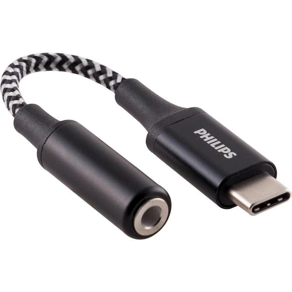 4 in. USB-C to 3.5mm Audio Auxilary Adapter in Black