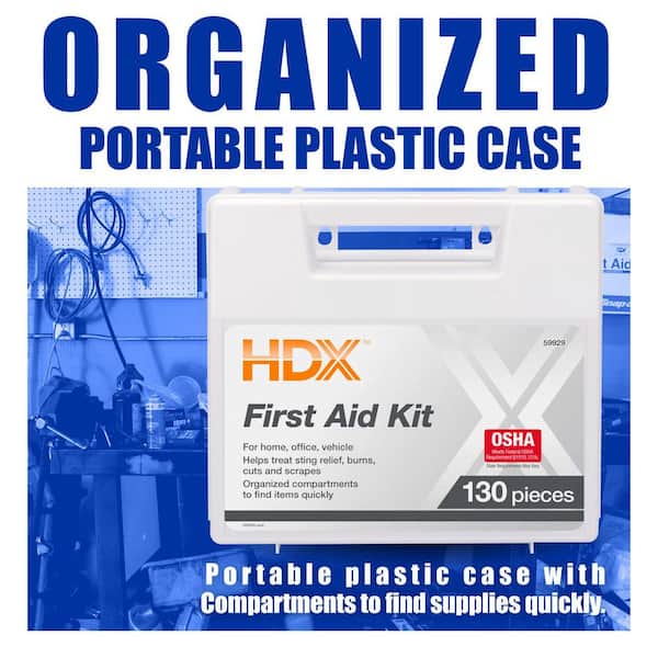 HDX 130-Piece Plastic OSHA First Aid Kit 59929 - The Home Depot
