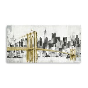 Victoria NYC Golden Bridge Skyline by Avery Tillmon 1-Piece Giclee Unframed Architecture Art Print 60 in. x 30 in.
