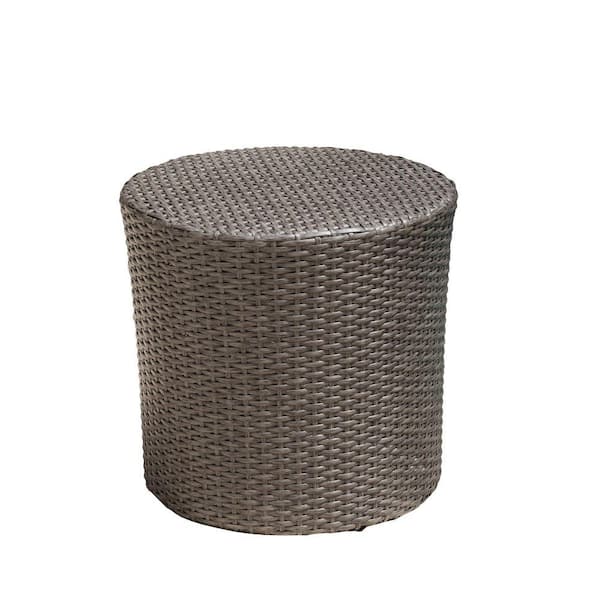 17.5 in. Gray Wicker Outdoor Side Table