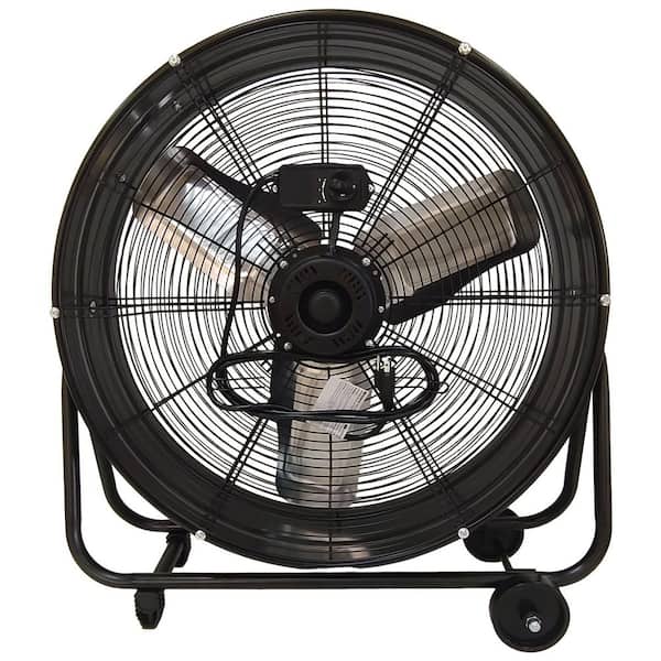 24 in. Heavy Duty Metal Industrial Drum Fan, High Velocity Shop Fan for Warehouse Garage in Black