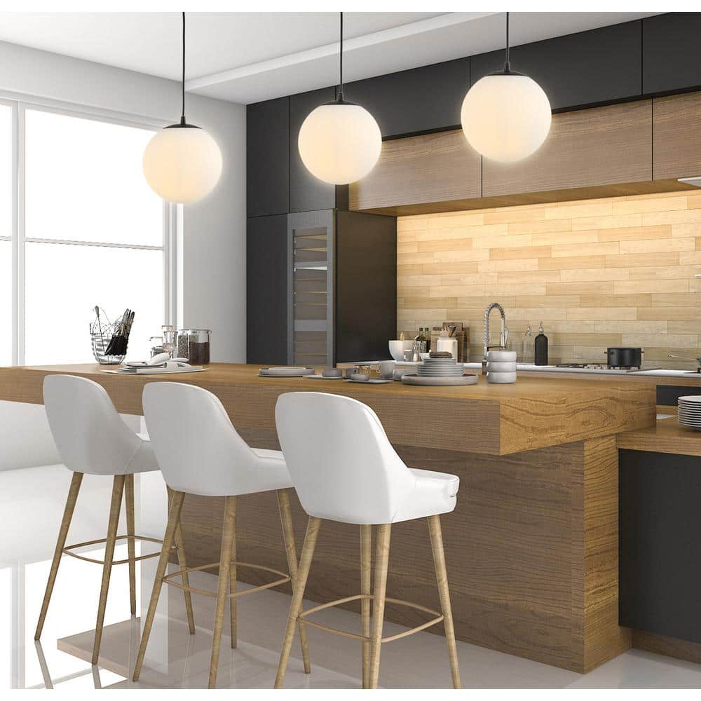 Bleecker Modern Globe LED Pendant Light in White/Oil Rubbed Bronze