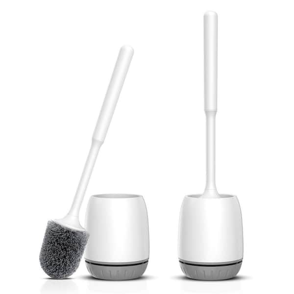Toilet Brush and Holder 2 Pack Ergonomic Long Handle Bathroom Cleaning Set with Ventilated Base Quick Drying