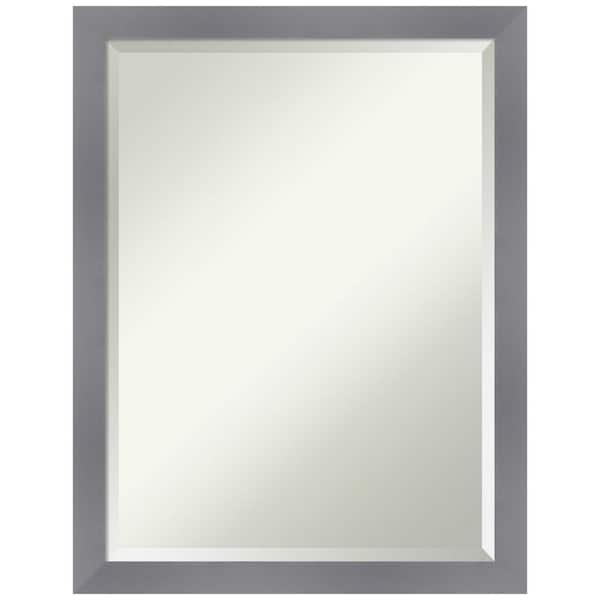 Amanti Art Edwin Grey 20.5 in. x 26.5 in. Beveled Casual Rectangle Wood Framed Bathroom Wall Mirror in Gray